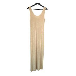 Vintage 90s Champagne Strechy Slinky Sleeveless Full Length Dress Medium